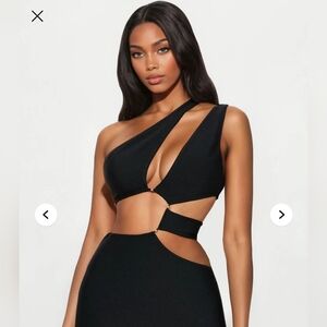 Fashion Nova One-Shoulder Black Dress